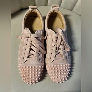 Christian Louboutin Louis Junior Spikes Suede Sneakers Pink Sz EU40 US7